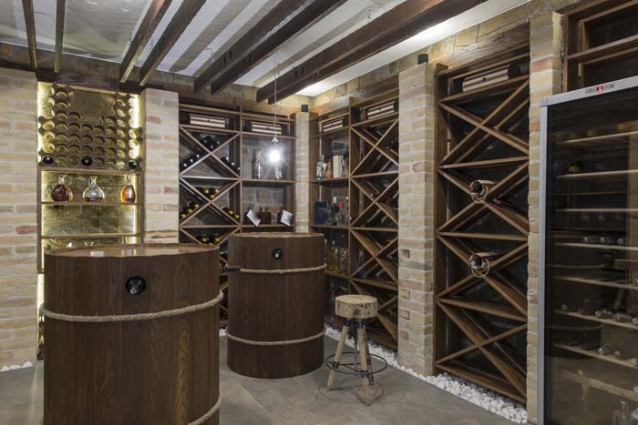 Modern wooden wine cellar